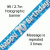 70th Birthday Holographic Blue Banner