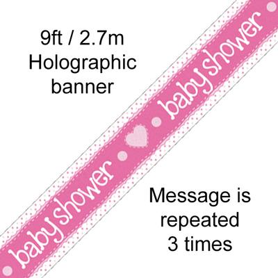 Baby Shower Pink Holographic Banner