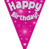 Party Bunting Happy Birthday Pink Holographic