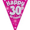 Party Bunting Happy 30th Birthday Pink Holographic