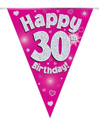 Party Bunting Happy 30th Birthday Pink Holographic