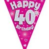 Party Bunting Happy 40th Birthday Pink Holographic