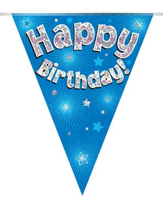 Party Bunting Happy Birthday Blue Holographic