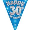 Party Bunting Happy 30th Birthday Blue Holographic
