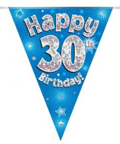 Party Bunting Happy 30th Birthday Blue Holographic