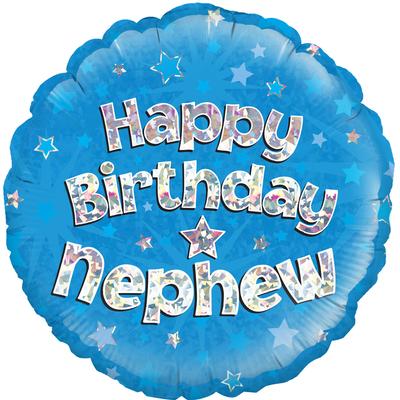 18" Happy Birthday Nephew Holographic Foil Balloon
