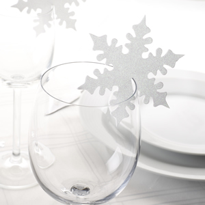 Shimmering Snowflake Place Cards For Glass - White
