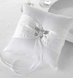 Ring Cushion White Elegant Butterfly
