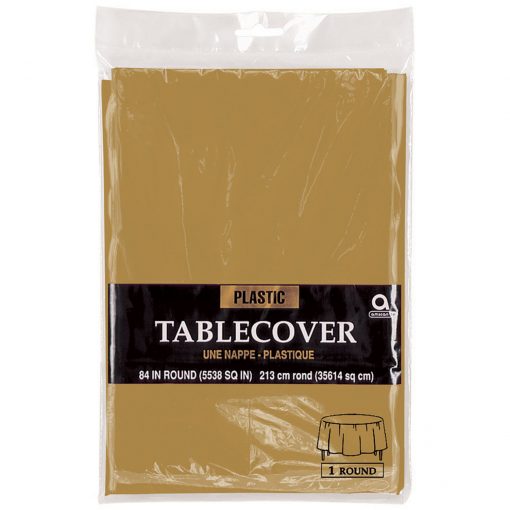 Plastic Round Tablecover Gold