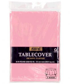 Plastic Round Tablecover Baby Pink