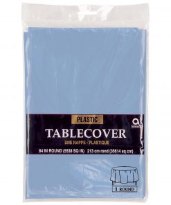 Plastic Round Tablecover Pastel Blue