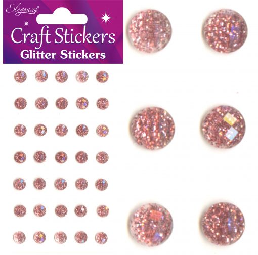 Eleganza Craft Stickers 8mm 35 Glitter gems Rose Gold No.87