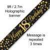 Sparkling Fizz 18th Birthday Black & Gold Holographic