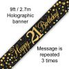 Sparkling Fizz 21st Birthday Black & Gold Holographic