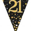 Party Bunting Sparkling Fizz 21 Black & Gold Holographic