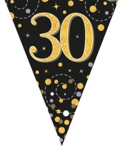 Party Bunting Sparkling Fizz 30 Black & Gold Holographic