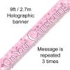 Christening Pink Holographic Dot Banner