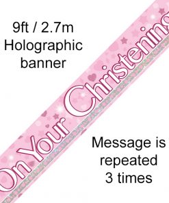 Christening Pink Holographic Dot Banner