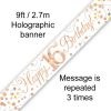 Sparkling Fizz 16th Birthday White & Rose Gold Holographic Banner