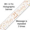 Sparkling Fizz 21st Birthday White & Rose Gold Holographic Banner