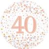 40th Sparkling Fizz Birthday White and Rose Gold Holographic