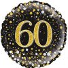 60th Sparkling Fizz Birthday Black and Gold Holographic