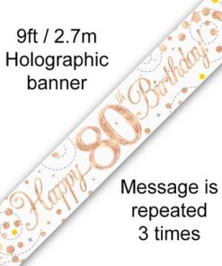 Banner Sparking Fizz 80th Birthday White & Rose Gold