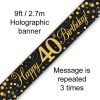 Sparkling Fizz 40th Birthday Black and Gold