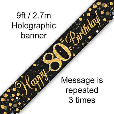 Sparkling Fizz 80th Birthday Black and Gold