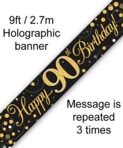 Sparkling Fizz 90th Birthday Black and Gold