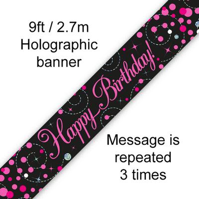 Banner Sparkling Fizz Birthday Black & Pink