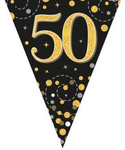 Party Bunting Sparkling Fizz 50 Black & Gold Holographic