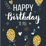 Happy Birthday Card Glitzy Gold Balloons