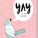 Happy Birthday Card Pastel Yay Bird