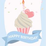 Happy Birthday Card Cupcake with banner