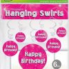 Hanging Swirls Pink Happy Birthday