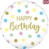 Pastel Dots Happy Birthday Holographic Foil