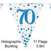 Party Bunting 70th Sparkling Fizz Birthday Blue Holographic