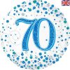 70th Sparkling Fizz Birthday Blue Holographic Foil
