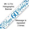 Sparkling Fizz 60th Birthday Blue Holographic Banner