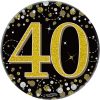 Oaktree 3" Badge 40th Birthday Sparkling Fizz Black Gold Holographic