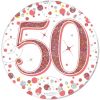 Oaktree 3" Badge 50th Birthday Sparkling Fizz Rose Gold Holographic