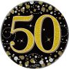 Oaktree 3" Badge 50th Birthday Sparkling Fizz Black Gold Holographic