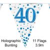 Party Bunting 40th Sparkling Fizz Birthday Blue Holographic