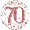 Oaktree 3" Badge 70th Birthday Sparkling Fizz Rose Gold Holographic