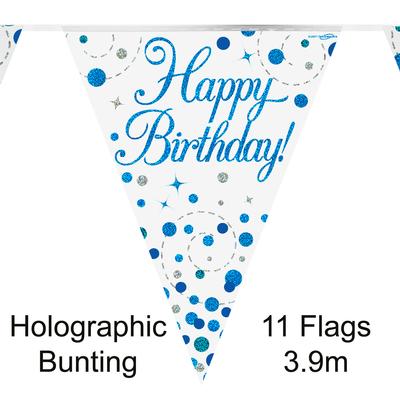Party Bunting Sparkling Fizz Birthday Blue Holographic
