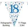 Party Bunting 18th Sparkling Fizz Birthday Blue Holographic