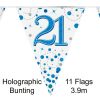 Party Bunting 21 Sparkling Fizz Birthday Blue Holographic