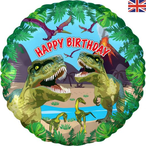 Jurassic Dinosaur Happy Birthday Metallic Foil