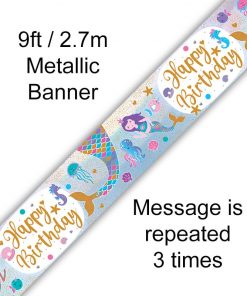 Shimmering Mermaid Birthday Iridescent Banner